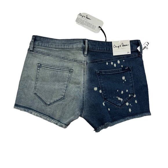 Chip & Pepper Bleach Washed Distressed Raw Hem Cut Off Denim Shorts Women's 29 - Picture 3 of 8